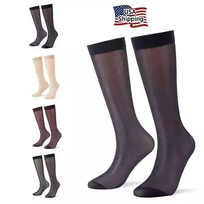 1/4Pairs Men Women Long Toe Sheer Dress Socks Silk High Thin Breathable Socks • $7.09