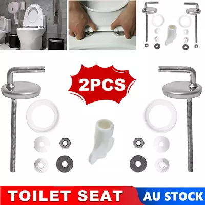 2x Quick Toilet Seat Hinges Release Cove Fix Fitting Back To Wall Bathroom Home • $17.95