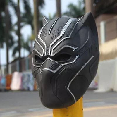 Black Panther Full Head Latex Face Mask Cosplay Memorial Infinity Marvel Avenger • $15.99