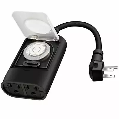 Timer Outlet 24Hour Mechanical Timer Switch2 Grounded Outlet Water Resistance • $12.99