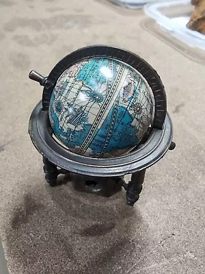 Vintage Miniature Die-Cast Metal Spinning World Globe Pencil Sharpener • $12.22