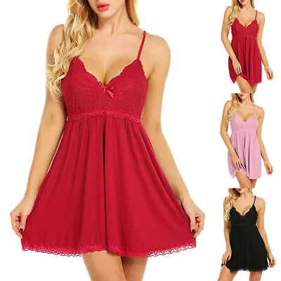 £9.69 • Buy Plus Size Womens Sexy Lace Babydoll Lingerie Nightdress Nightie Sleepwear Robe