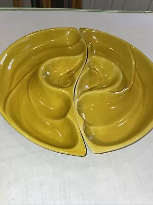 Vintage Maddux Of California Ceramic USA Potter Yellow Serving Trays MCM Mint • $48