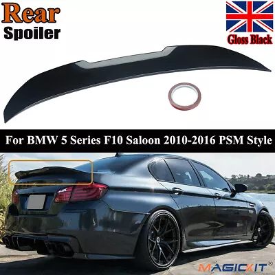 For Bmw 5 Series F10 Psm Style Rear Trunk Lid Lip Boot Spoiler Gloss Black 10-17 • £51.98