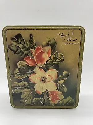 Vintage Mrs Stevens Candy Tin Chicago Floral Flowers Valentines Décor • $24.99