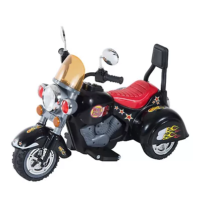 6V Kids Electric Motorbike Child Ride On Toy W/ Lights Sound Black HOMCOM • £79.98