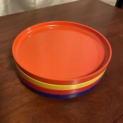Heller Massimo Vignelli Salad Lunch Plates 7 1/2 Inch Multicolored VTG Lot 4 • $34.95