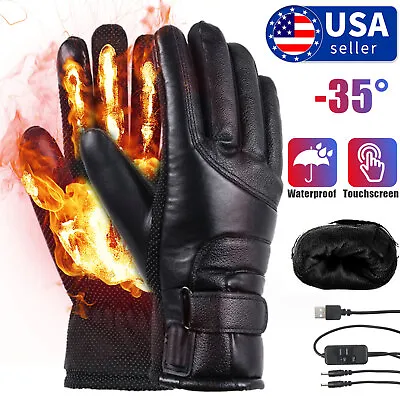 Winter Electric Mitten Heated Gloves Full Finger Warmer USB Rechargeable Warm • $10.95