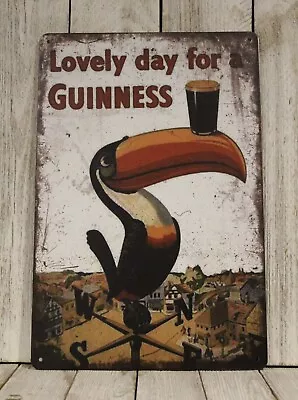 Guinness Beer Tin Sign Metal Poster Bar Irish Pub Lovely Day Toucan Vintage Ad • $10.97
