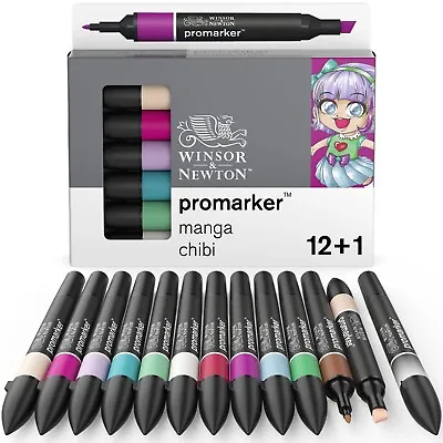 Winsor & Newton Promarker Graphic Drawing Pens 12+1 Markers Manga Chibi • £17.99