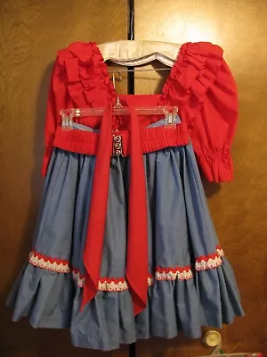 Vintage Womens Square Dance Set Red Blue Skirt Top Belt Petticoat Tie Pants S/M • $45