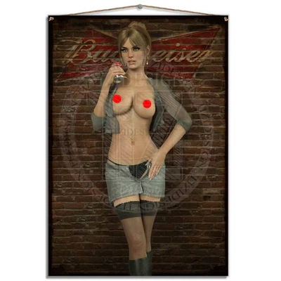 £10.99 • Buy Metal Tin Plaque Aluminium Sexy Adult Budweiser Bud Man Cave Tiki Pub Bar Pin-up