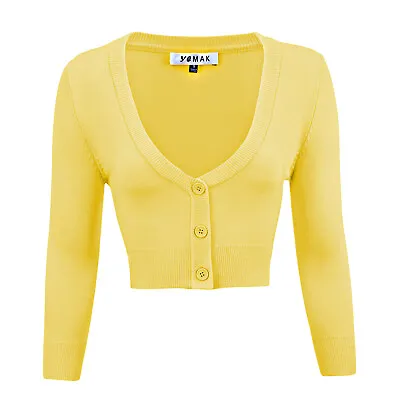 $20.16 • Buy YEMAK Women's Cropped Bolero 3/4 Sleeve Button-Down Cardigan Sweater CO129(S-XL)