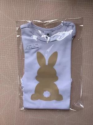 Personalised Easter Bunny Rabbit Long Sleeve Vest Beige 12-18 Months Cotton 1 • $20