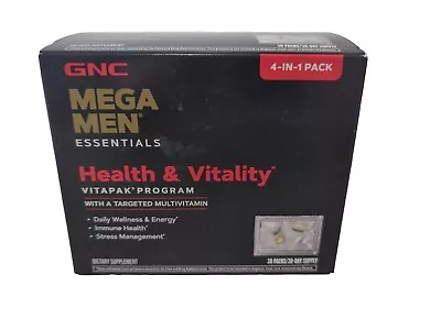 GNC Mega Men Health Vitality Vitapak 4in1 Supplement 30 Daily Pks 02/2024 New • $14.95