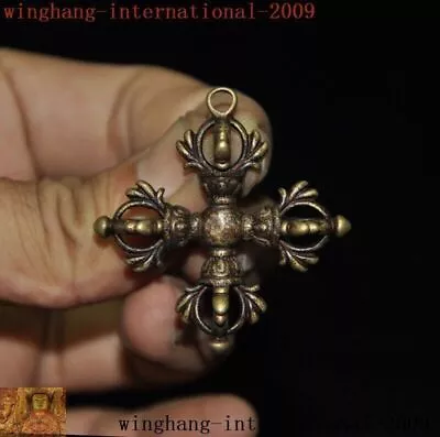 Old Tibetan Buddhism Bronze Vajra Dorje Phurpa Exorcism Talisman Statue Pendant • $7.64