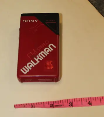 VINTAGE WORKING Red SONY Walkman SRF-20W FM Clean Battery Area No Headphones • $45