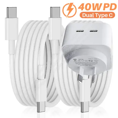 35W Dual USB-C To Type C Power Adapter PD Fast Charge Cord For Samsung IPhone 15 • $18.21