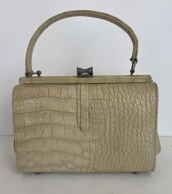 GOLD LINE Vintage Cream Crocodile Bag 100% Authentic Top Handle • $49.99