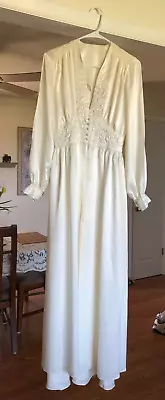 Elegant 50s Antique/Vintage Satin Ivory Nightgown And Robe Size See Measurement • $65