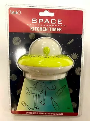 UFO Bottle Opener Timer Alien Bar Kitchen Flying Saucer Space Ship Magnetic • $9.98