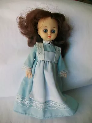 Doll Sleepy Eyes Brown Hair Jointed Blue Dress White Lace Panties 7  VTG Craft  • $9.99