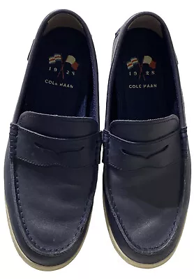 Cole Haan 1928 Shoes Men Size 9M Grand OS Navy Blue Leather Slip On Penny Loafer • $26.87