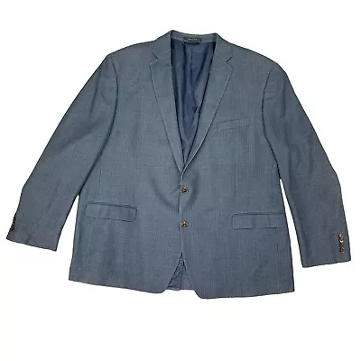 Lauren Ralph Lauren Blazer Mens 52L Long Blue Houndstooth Silk Wool Blend Jacket • $39.94