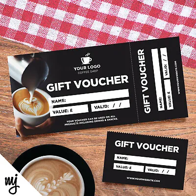 Custom Printed Gift Vouchers | Perforated | Cafe Coffee Shop Restaurant Business • £12.99