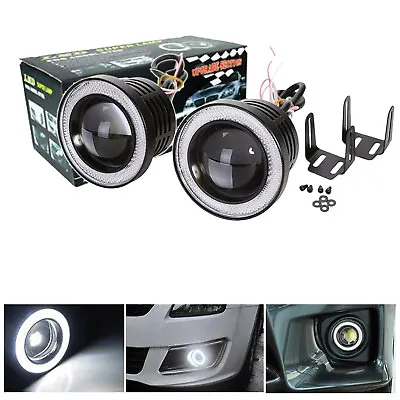 2x 3.5inch LED Projector Fog Lights Super Lamp White Angel Eyes Halo Ring 3200lm • $24.99