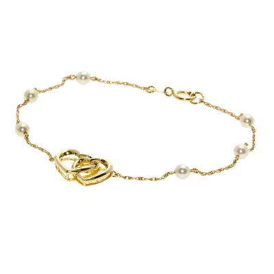 MIKIMOTO   Bracelet Heart Motif Pearl Pearl K14 Yellow Gold • $326