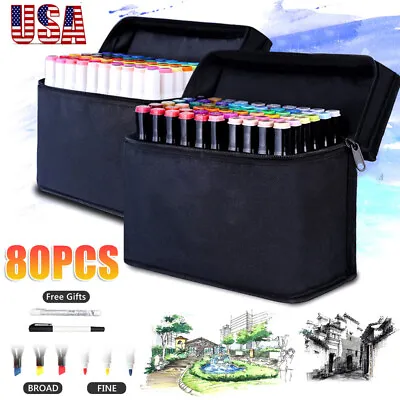 80Pcs Dual Tip Twin Marker Pens Set Artist Sketch For COPIC Markers Drawing Gift • $24.13