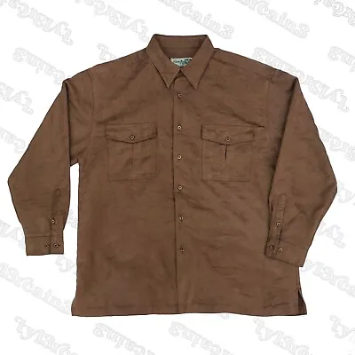 Vintage Tropical Havana Jack Cafe Brown Faux Suede Style Button Shirt Men’s Xl • £35