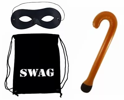 World Book Day Girls Childs Gangsta Granny Bandit Mask Swag Bag Walking Stick  • £9.99