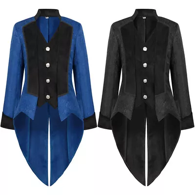 Men Steampunk Tailcoat Jacket Gothic Victorian Frock Coat Costume • $60.49