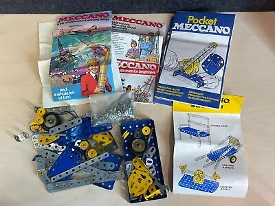 Vintage Pocket Meccano Lot Set Instructions Pieces Advertising • $25