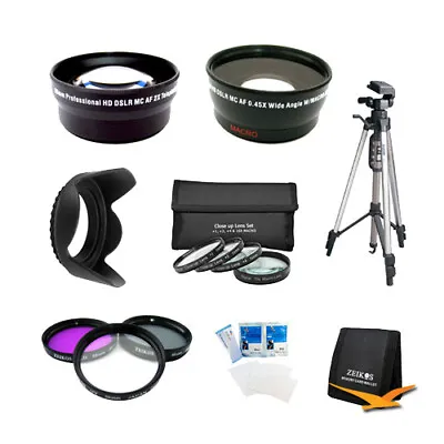 58mm Pro Lens Kit .45x Wide Angle Macro Close-up Filters Telephoto Tripod Hood • $59