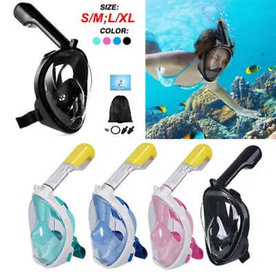 Full Face Mask Swimming Dry Diving Goggle Snorkel Scuba Anti-Fog Glass Masks • $22.98