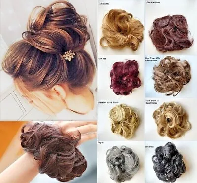 £3.64 • Buy Messy Bun Hair Piece Scrunchie Updo Cover Curly Hair Extensions Real As Human