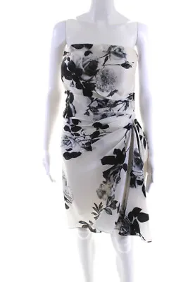 Naeem Khan Womens White Silk Floral Drape Detail Strapless Gown Dress Size 6 • $158.59