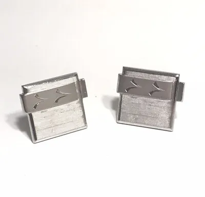 Vtg SWANK Mid Century Modern Engraved Silver Tone Cuff Links • $12.75