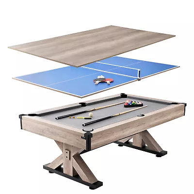 VEVOR 7ft Billiards Table Combo Set 3-in-1 Multi Game Pool Table Full Accessory • $945.99