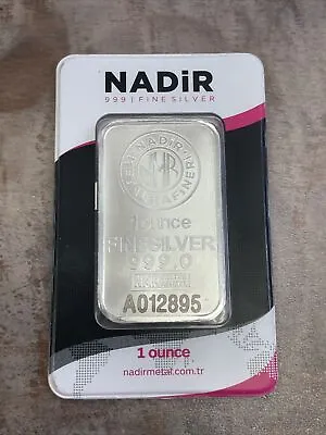.999 Fine 1 Oz Nadir Metal Rafineri Refinery Turkish Silver Bar In Assay • $38.95