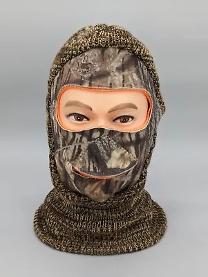 Vintage Reversible Hunting Face Mask Stocking Cap Balaclava Camo Orange Knit • $20