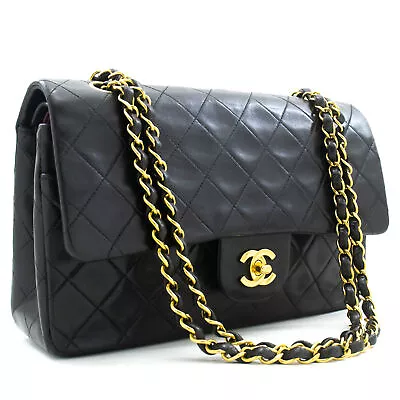 CHANEL Classic Double Flap 10  Chain Shoulder Bag Black Lambskin M29 • $5641