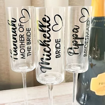 Personalised Wedding Name & Role Vinyl Sticker Decals Flutes Prosecco Glasses (E • £1.54