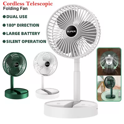 $23.99 • Buy USB Rechargeable Foldable Fan Table Desk 3 Speeds Portable Telescopic Floor Fan