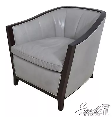 F62999EC: BAKER Modern Design Grey Leather Club Chair • $1095