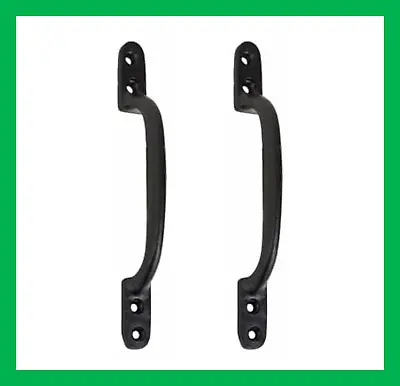 2x Black Hot Bed D Pull Handle 152mm 6  Door Gate Shed Sash C/w Fixings • £3.75