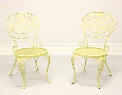 WOODARD Mid 20th Century Wrought Iron Foliate Patio Garden Side Chairs - Pair B • $695